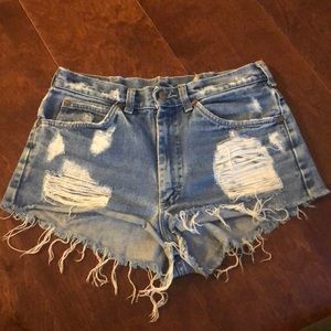 Ripped jean shorts